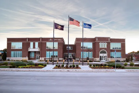 Riverton City Hall with its three flags flying