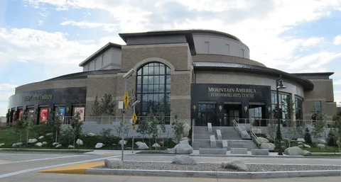 Hale Centre Theatre at the Mountain America Performing Arts Centre in Sandy, under a blue sky