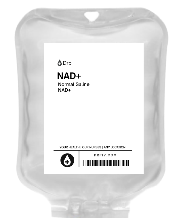 NAD IV Therapy side effects and Ingredients displayed in an IV graphic
