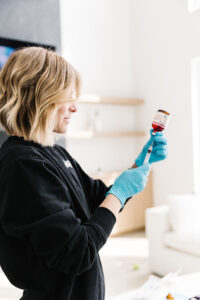 Nurse preparing IV therapy for fibromyalgia
