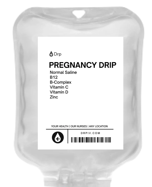 IV for Pregnancy Drip ingredients on an IV bag