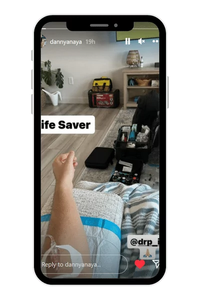 image of a social post shared about Drp IV therapy in a phone frame