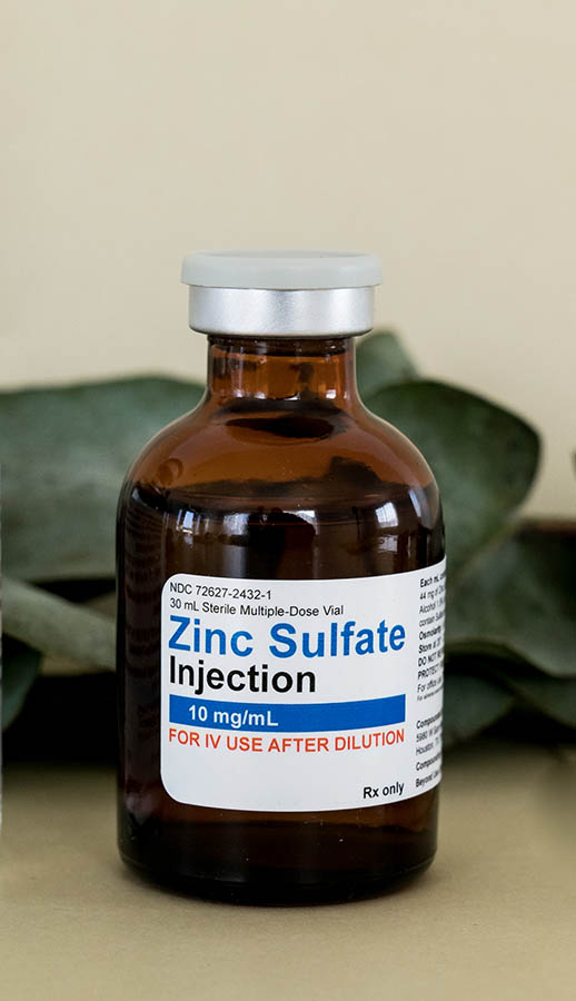 Vial of zinc for a zinc shot