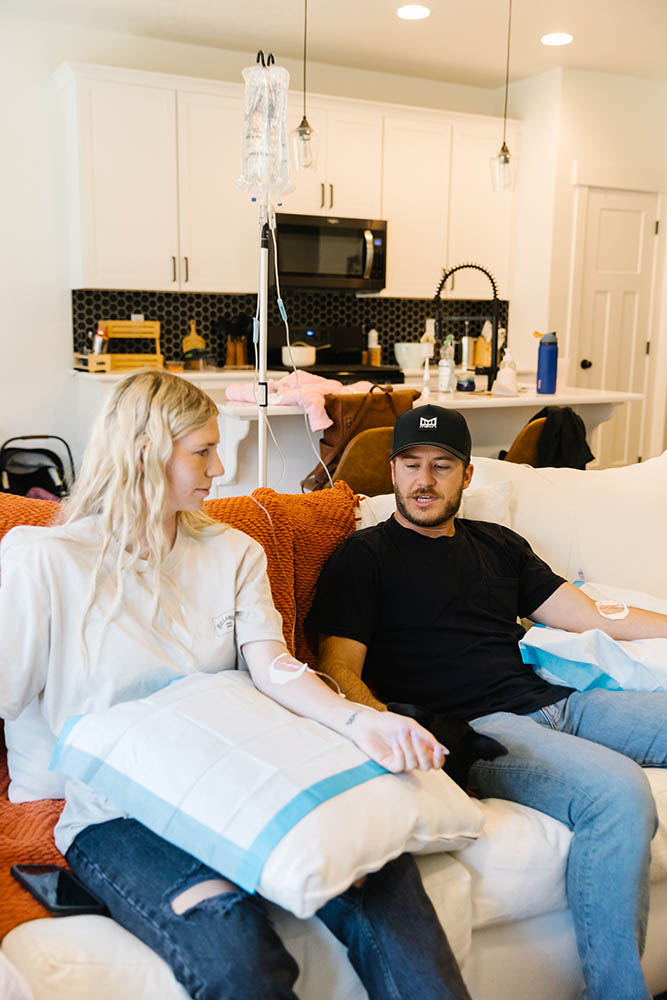 Couple receiving IV therapy in cedar hills, ut