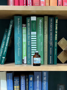 Bottle of magnesium on a book shelf prepped for magnesium shot