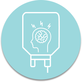 Migraine IV treatment icon in a light blue circle