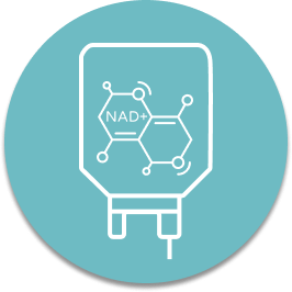 NAD IV therapy icon in light blue circle to explain nad iv therapy cost