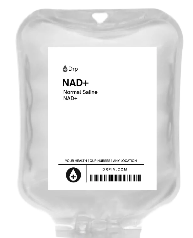 NAD IV Therapy side effects and Ingredients displayed in an IV graphic